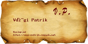 Vági Patrik névjegykártya